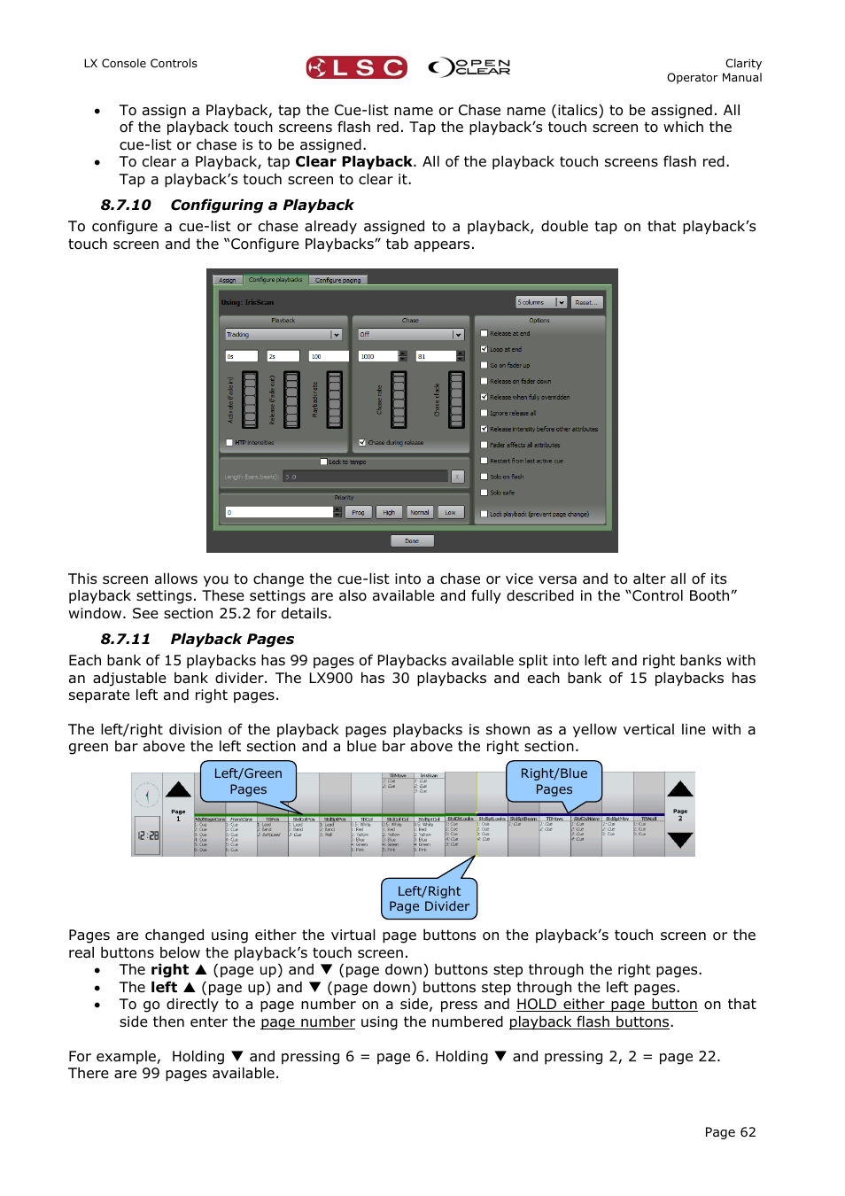 10 configuring a playback | LSC Lighting CLARITY LX Series v.1 User Manual | Page 72 / 276