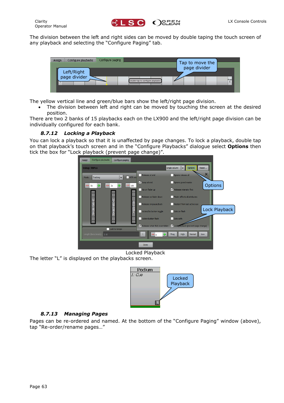 12 locking a playback | LSC Lighting CLARITY LX Series v.1 User Manual | Page 73 / 276