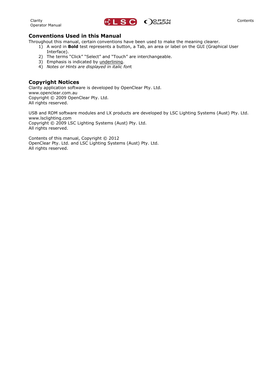 LSC Lighting CLARITY LX Series v.1 User Manual | Page 9 / 276