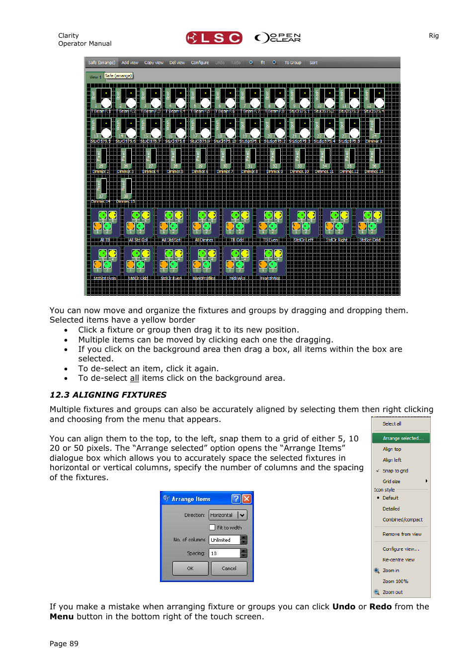 3 aligning fixtures | LSC Lighting CLARITY LX Series v.1 User Manual | Page 99 / 276