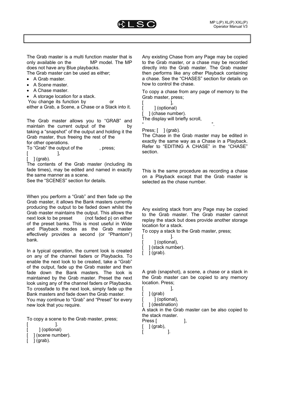 10 grab master (mp only) | LSC Lighting maXim MP User Manual | Page 36 / 84