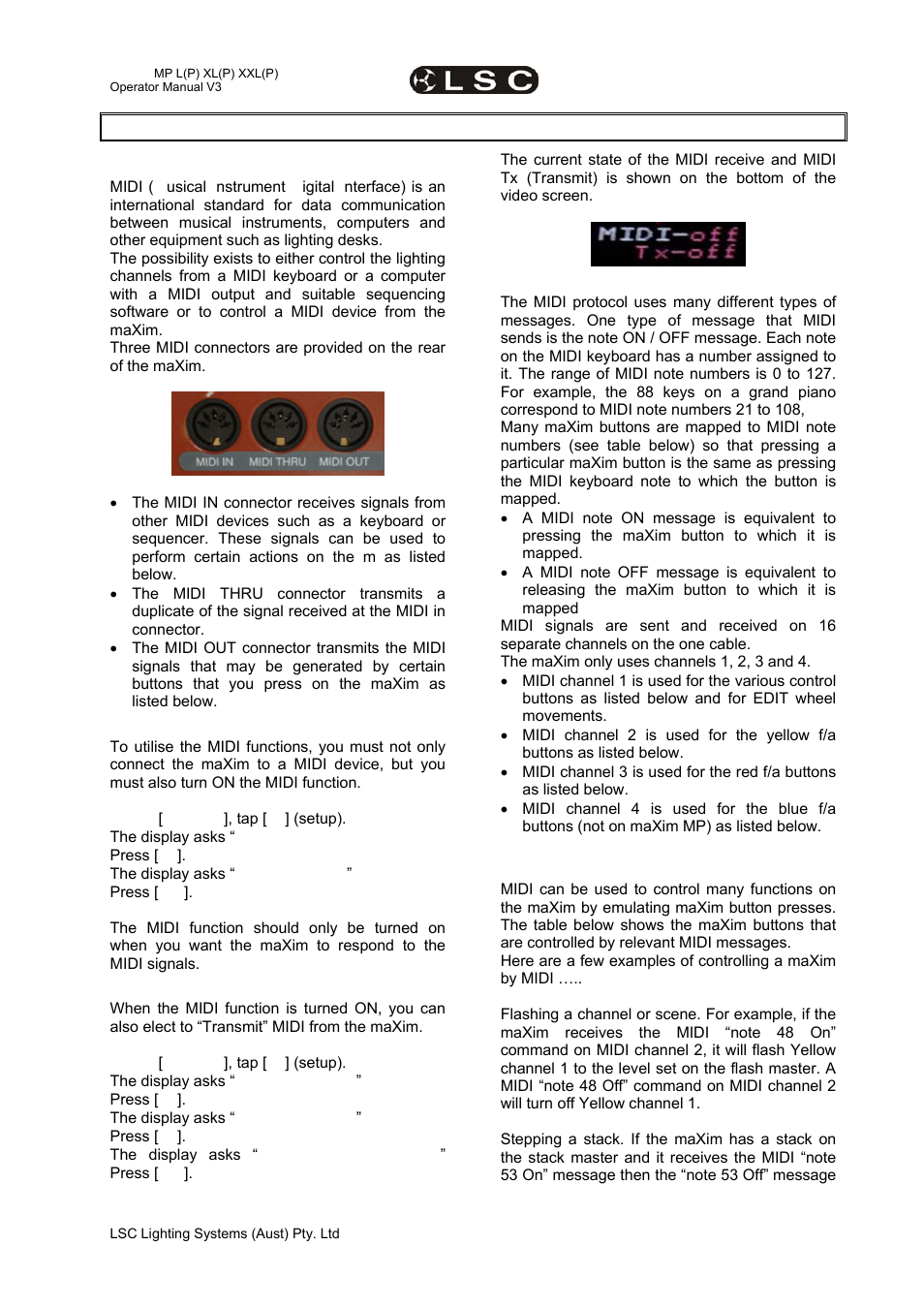 20 midi | LSC Lighting maXim MP User Manual | Page 69 / 84