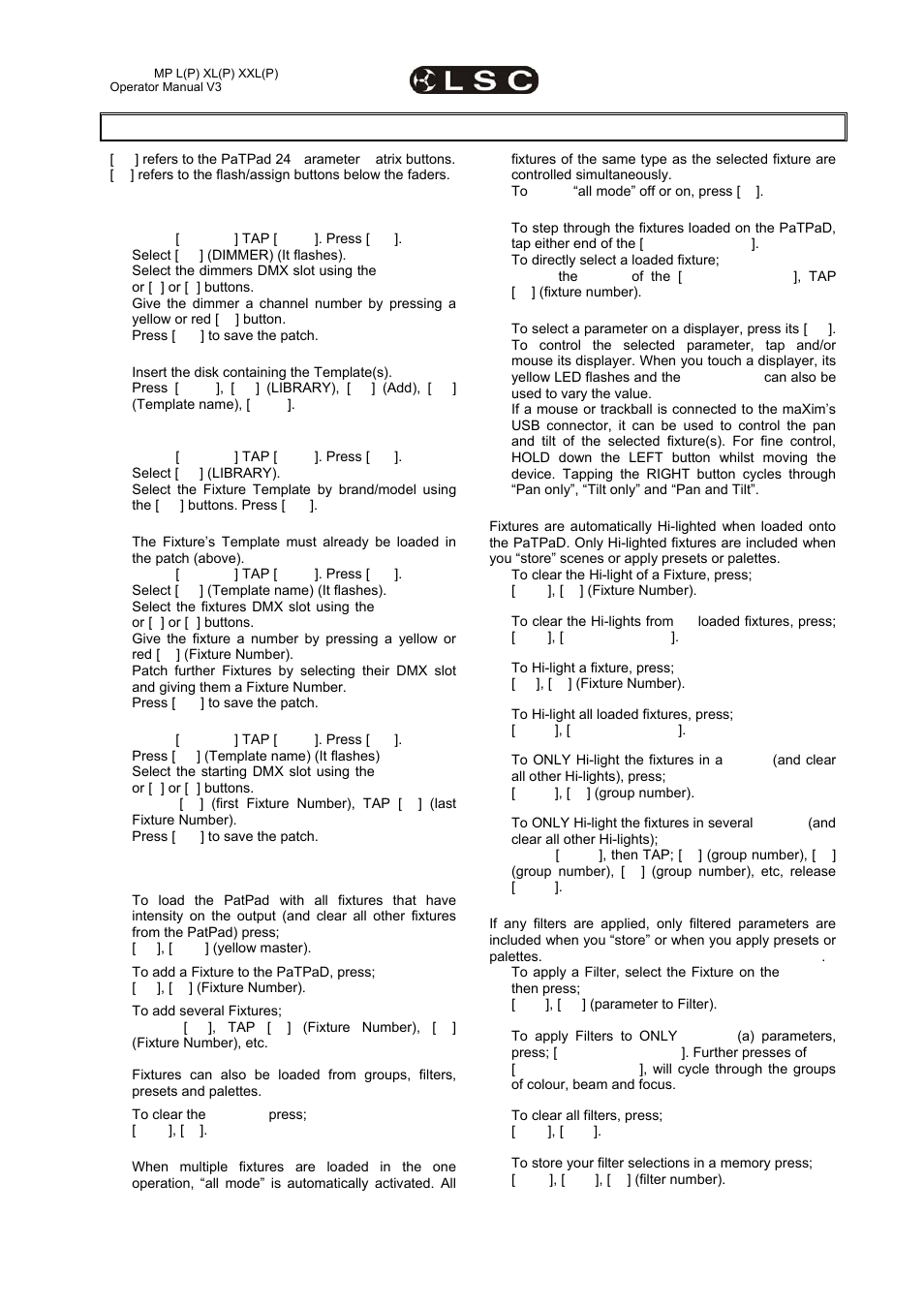 1maxim and patpad quick reference | LSC Lighting maXim MP User Manual | Page 7 / 84