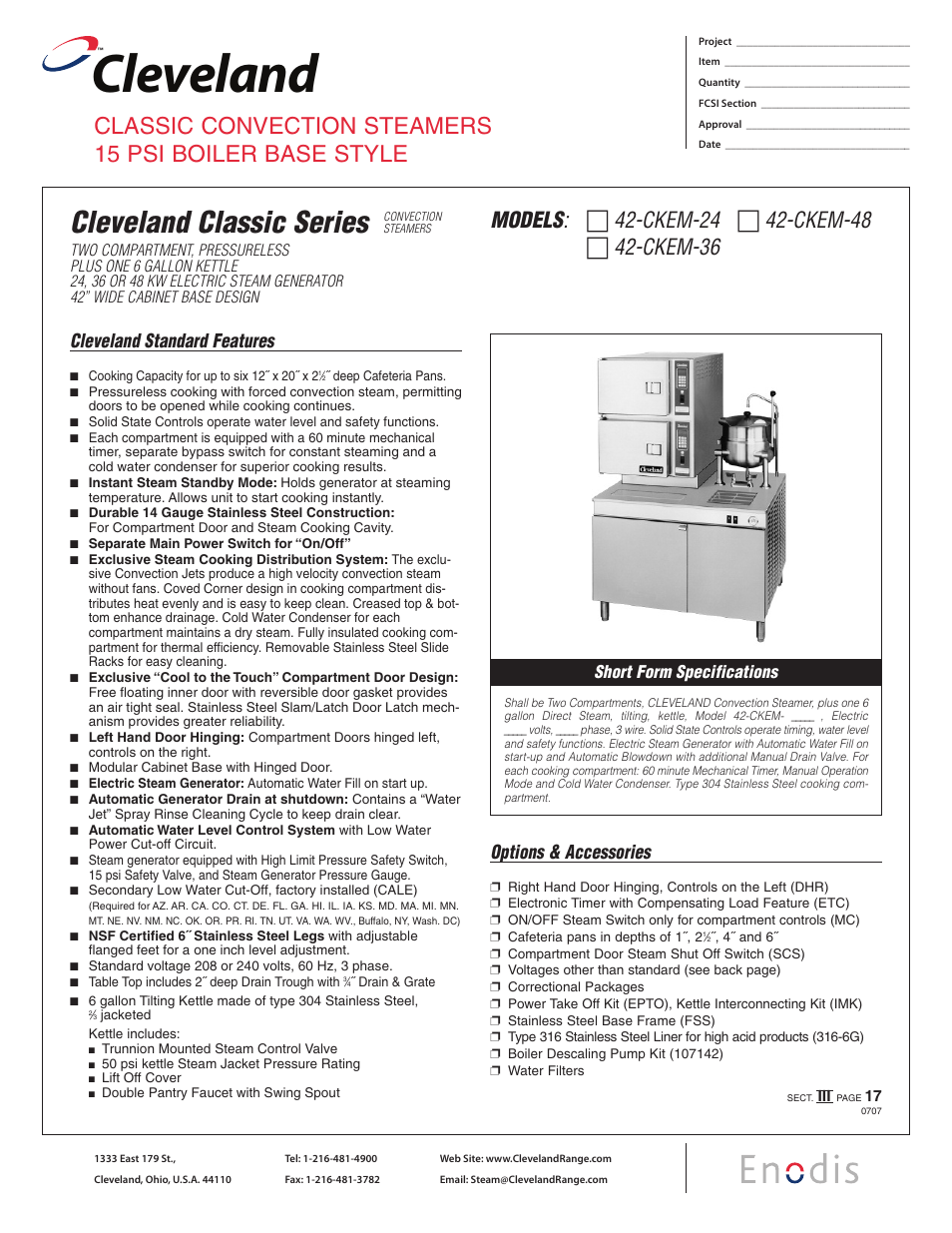 Cleveland Range 42-CKEM-36 User Manual | 2 pages