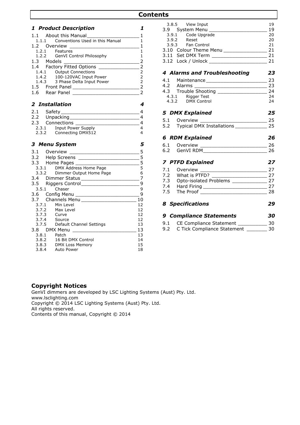 LSC Lighting GenVI User Manual | Page 3 / 34