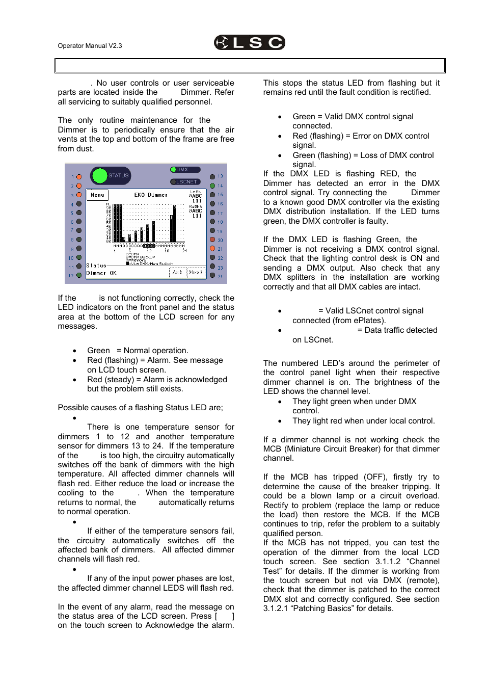 9alarms and troubleshooting | LSC Lighting EKO User Manual | Page 39 / 46