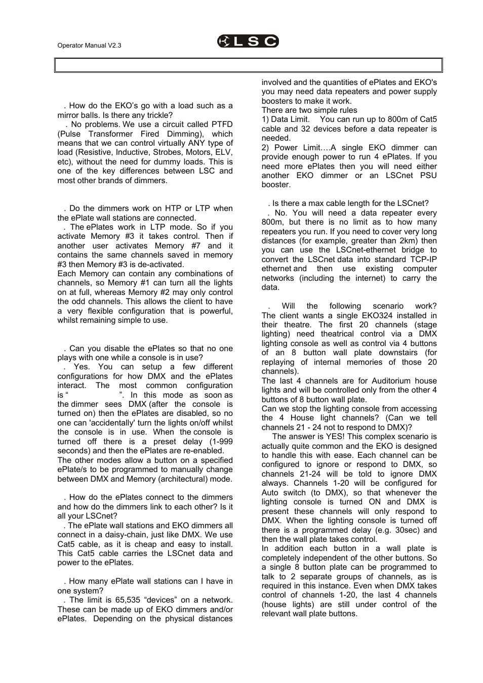 11 faq | LSC Lighting EKO User Manual | Page 43 / 46