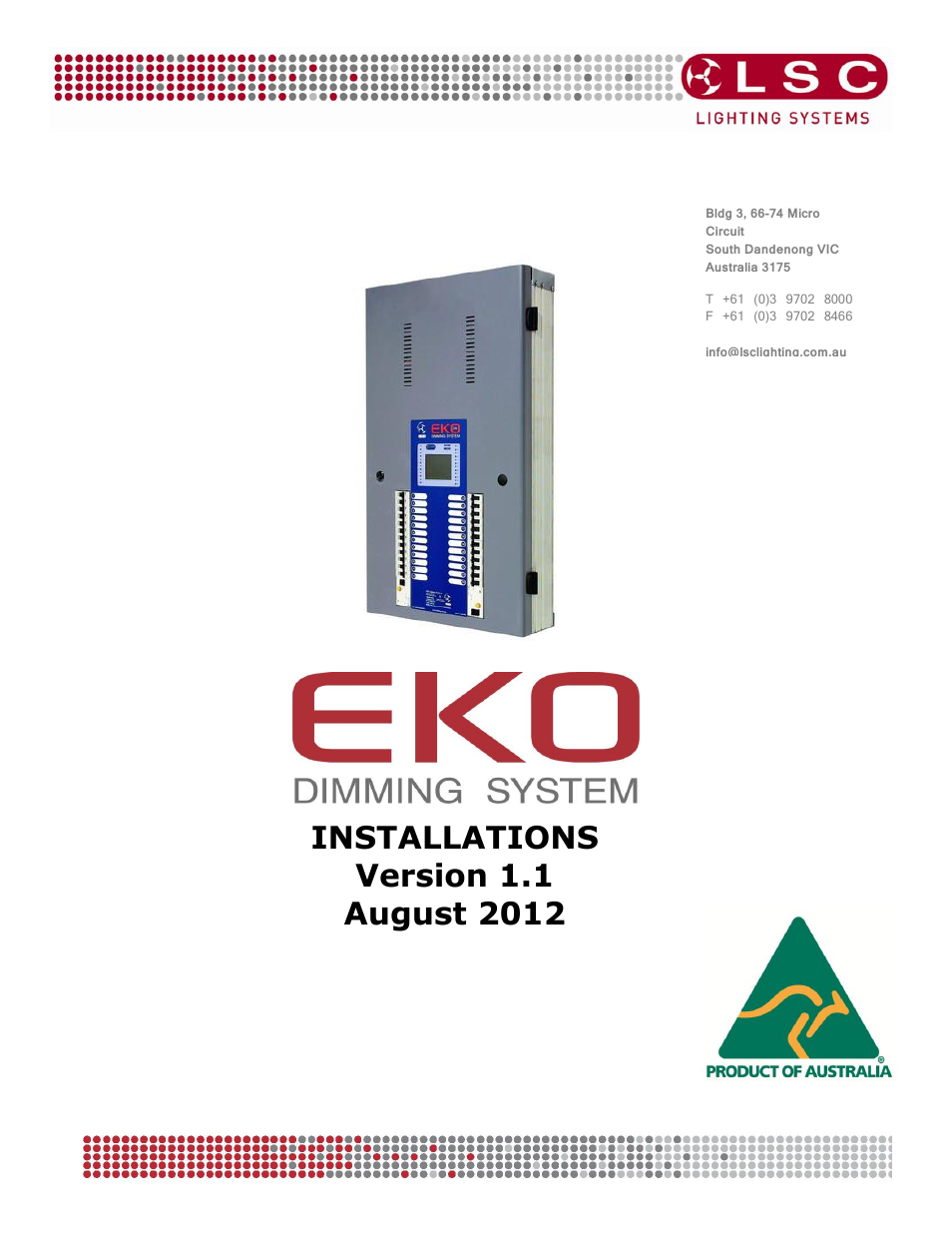 LSC Lighting EKO Installation User Manual | 8 pages