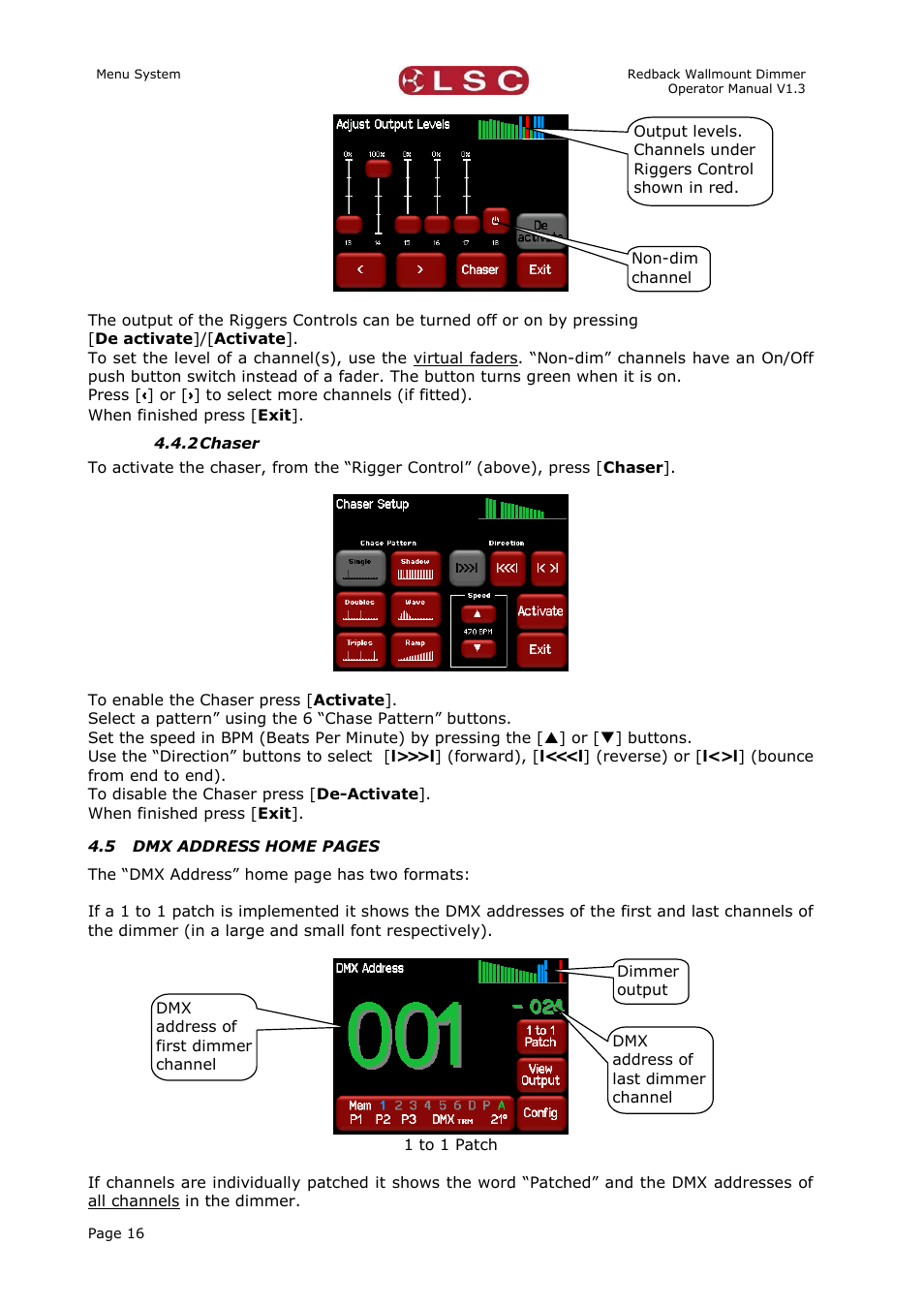 Chaser | LSC Lighting Redback Wallmount Operators Manual User Manual | Page 20 / 49