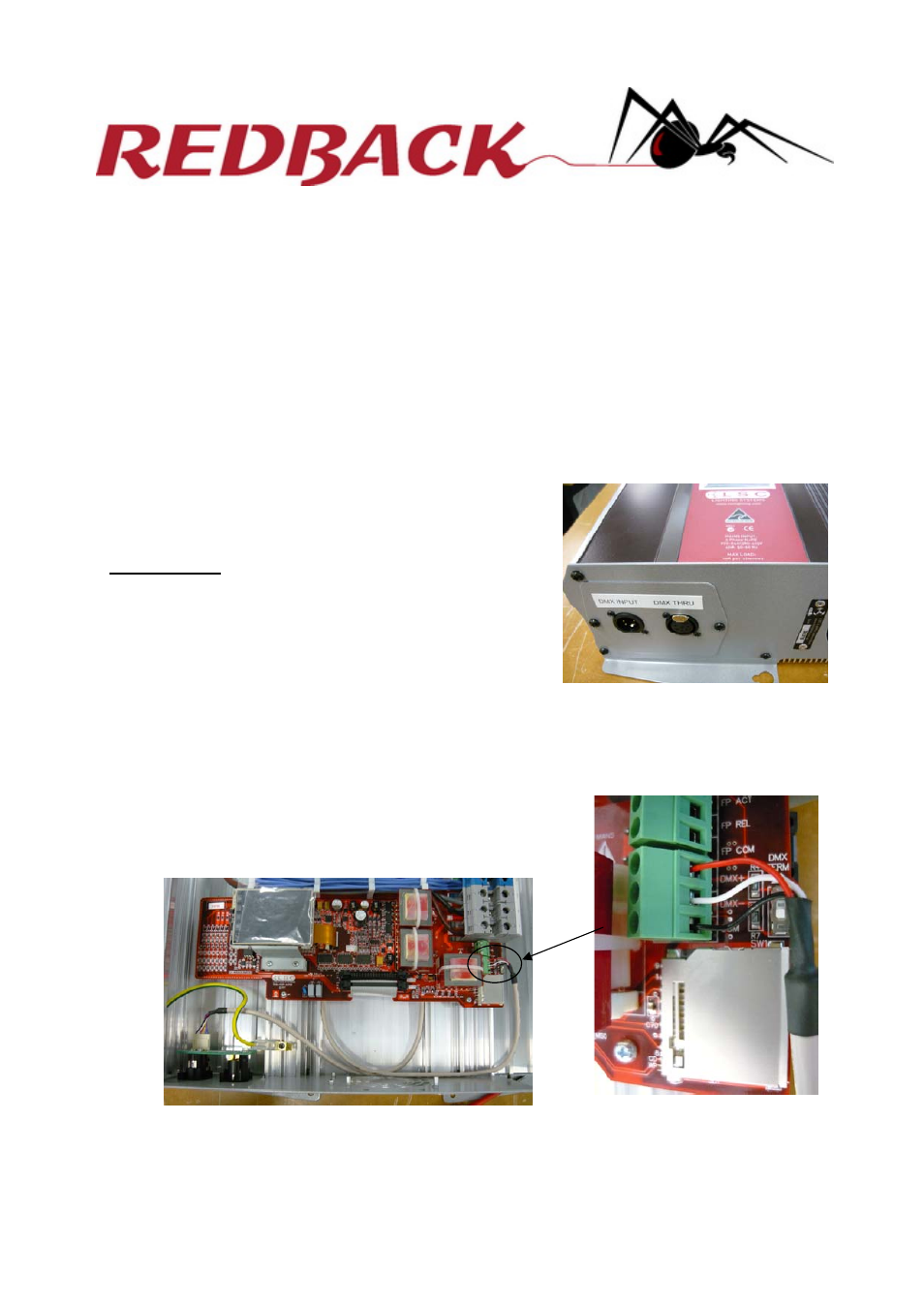 LSC Lighting Redback Wallmount DMX Input Plate Install Guide User Manual | 1 page