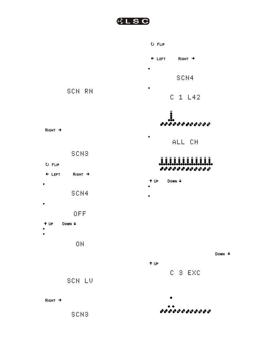 S c n 3, S c n 4, O f f | C 1 l 4 2, C 3 e x c | LSC Lighting Redback Operators Manual User Manual | Page 18 / 24