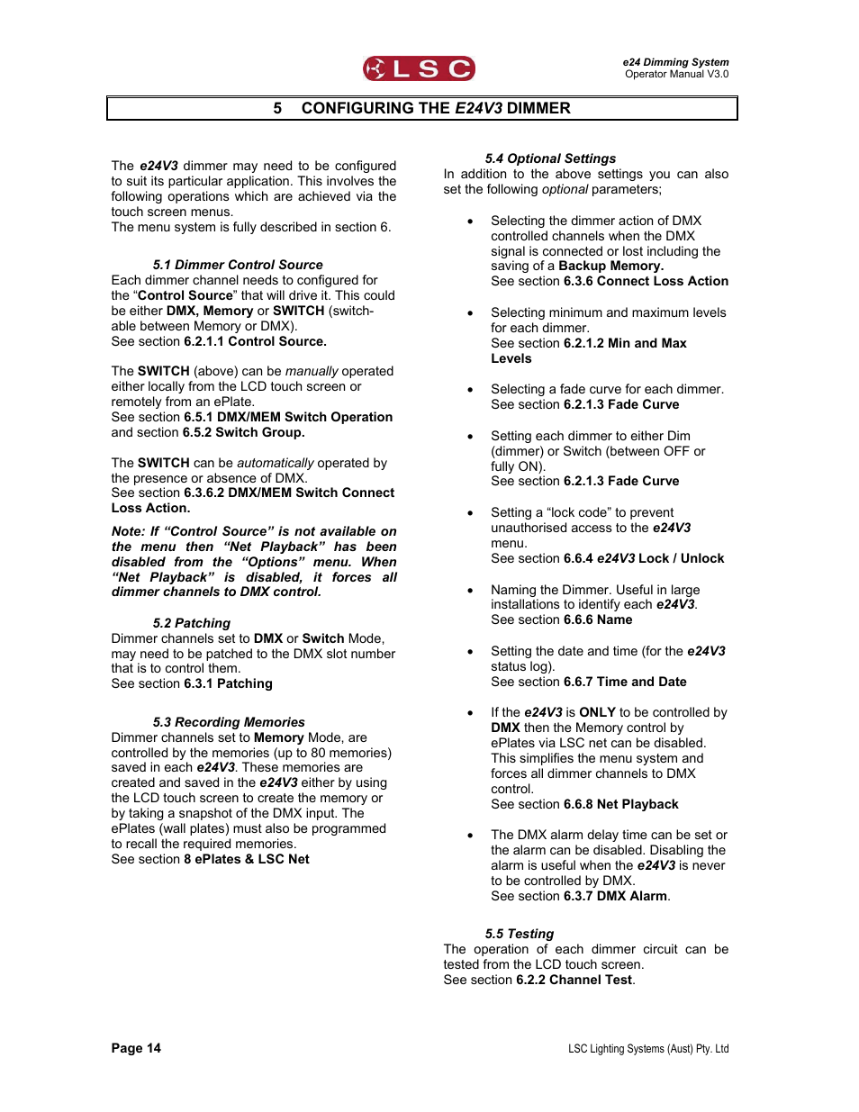 LSC Lighting e24V3 User Manual | Page 18 / 40