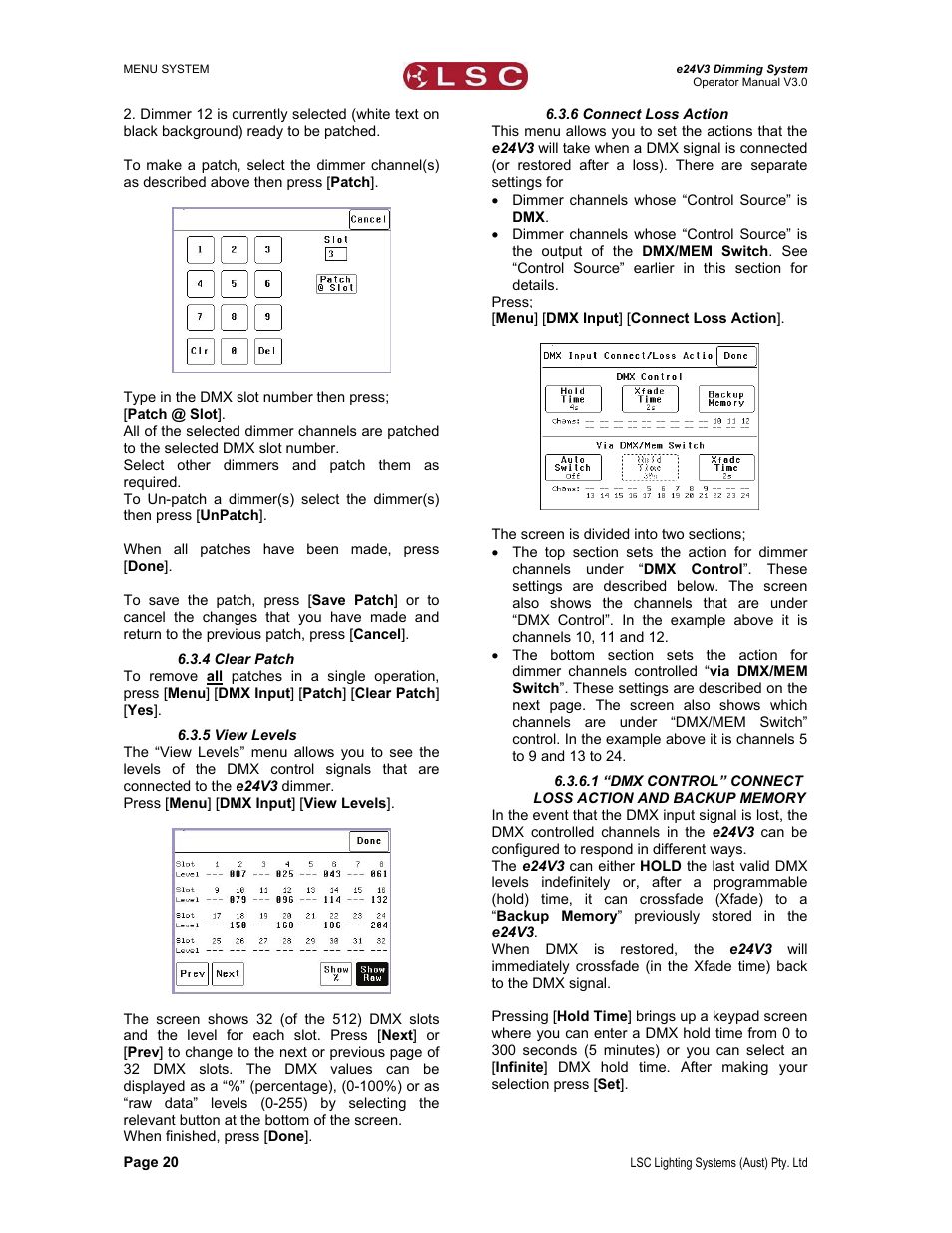 LSC Lighting e24V3 User Manual | Page 24 / 40