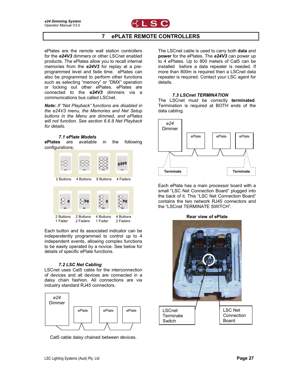 7 eplate remote controllers | LSC Lighting e24V3 User Manual | Page 31 / 40