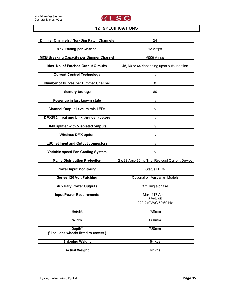 LSC Lighting e24V3 User Manual | Page 39 / 40