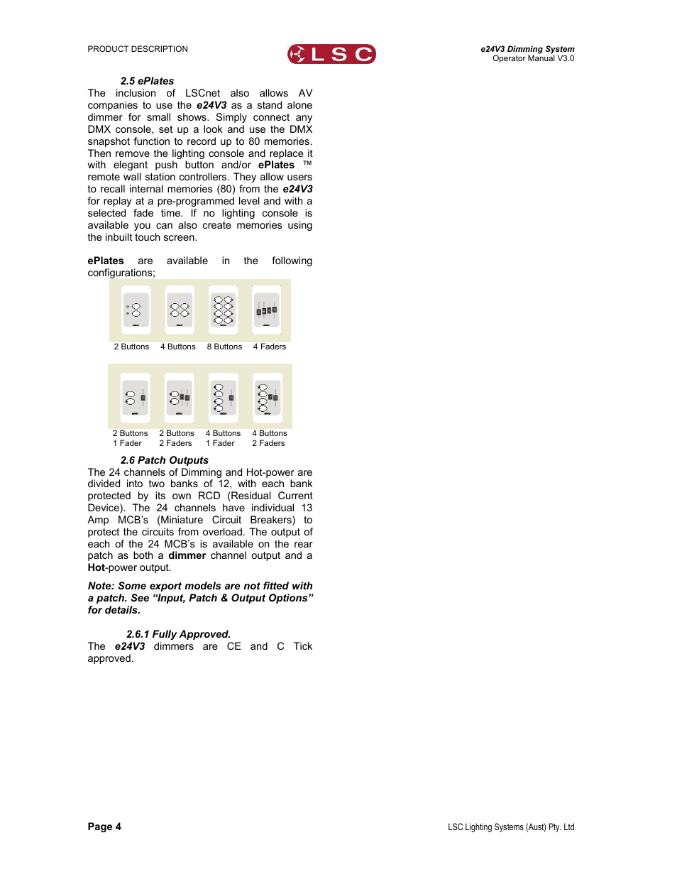 LSC Lighting e24V3 User Manual | Page 8 / 40