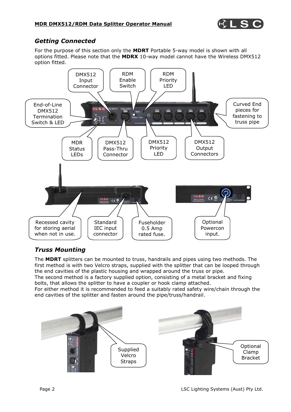 LSC Lighting MDR Splitter User Manual | Page 4 / 9
