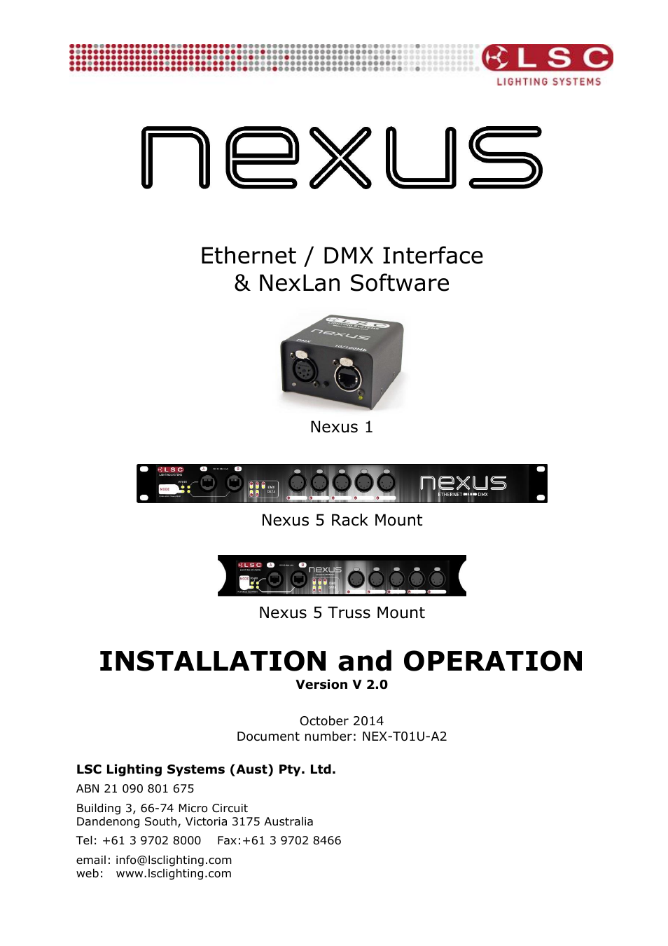 LSC Lighting NEXUS User Manual | 44 pages