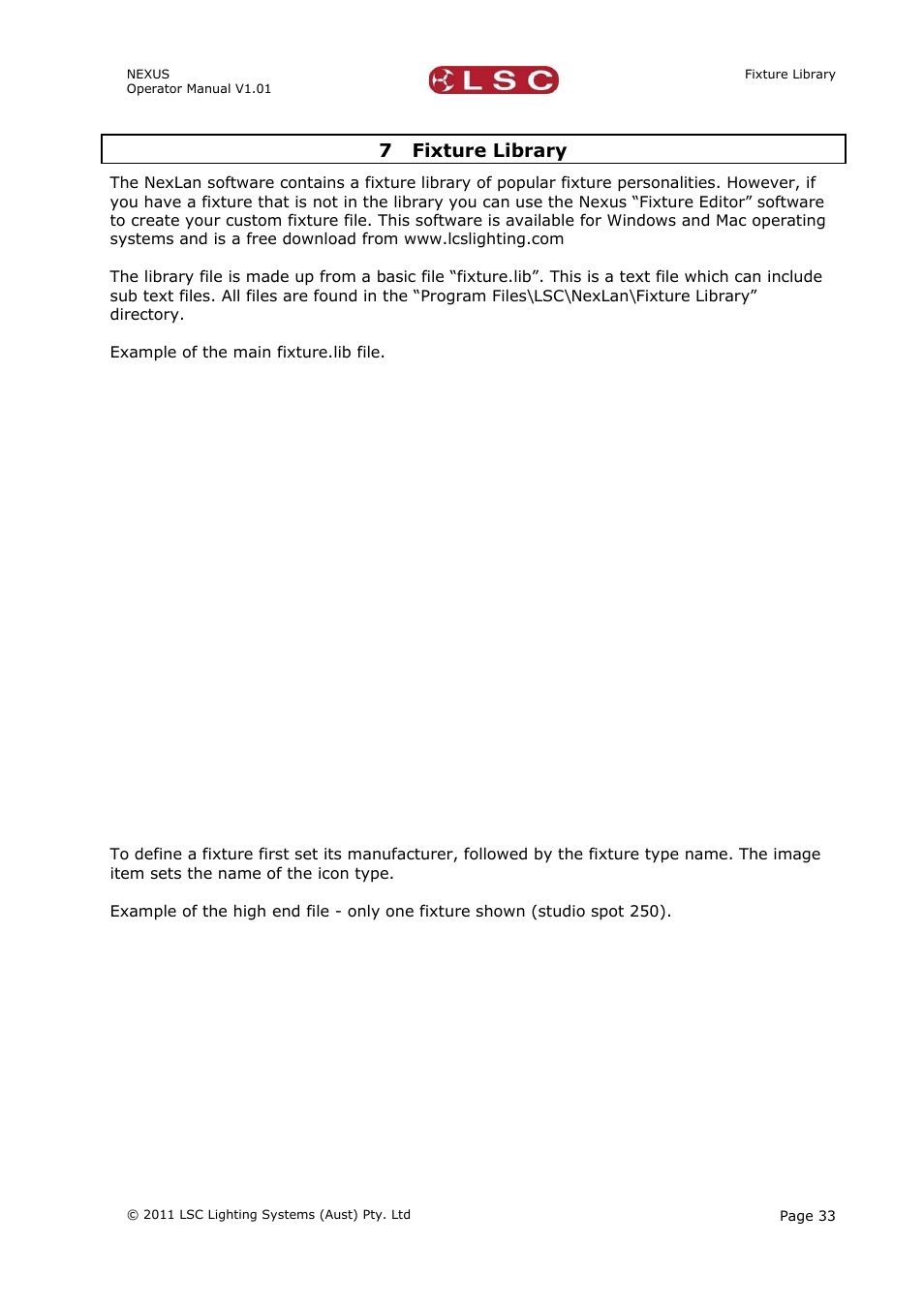 7 fixture library | LSC Lighting NEXUS User Manual | Page 39 / 44