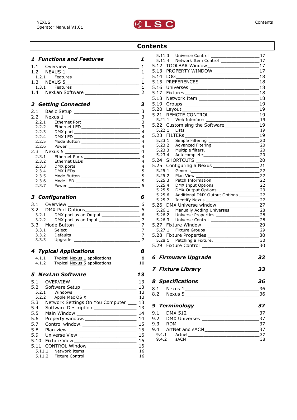LSC Lighting NEXUS User Manual | Page 5 / 44