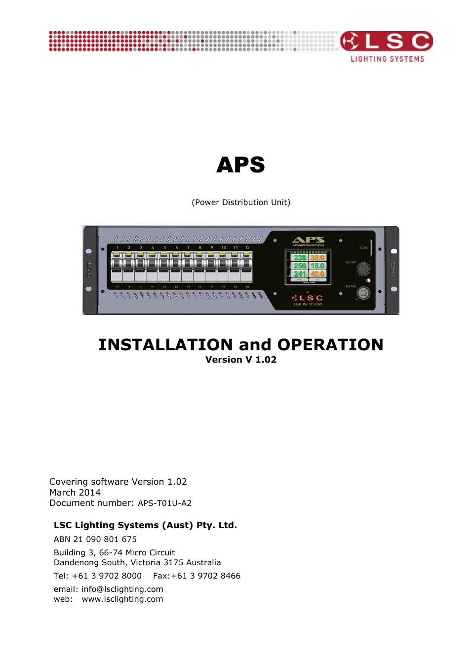 LSC Lighting APS User Manual | 22 pages