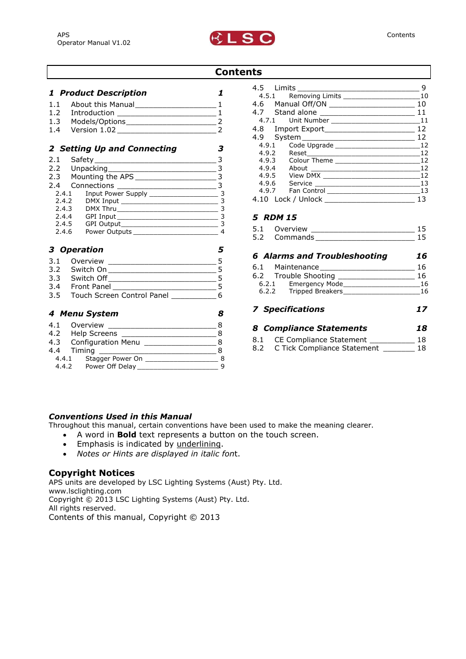 LSC Lighting APS User Manual | Page 3 / 22