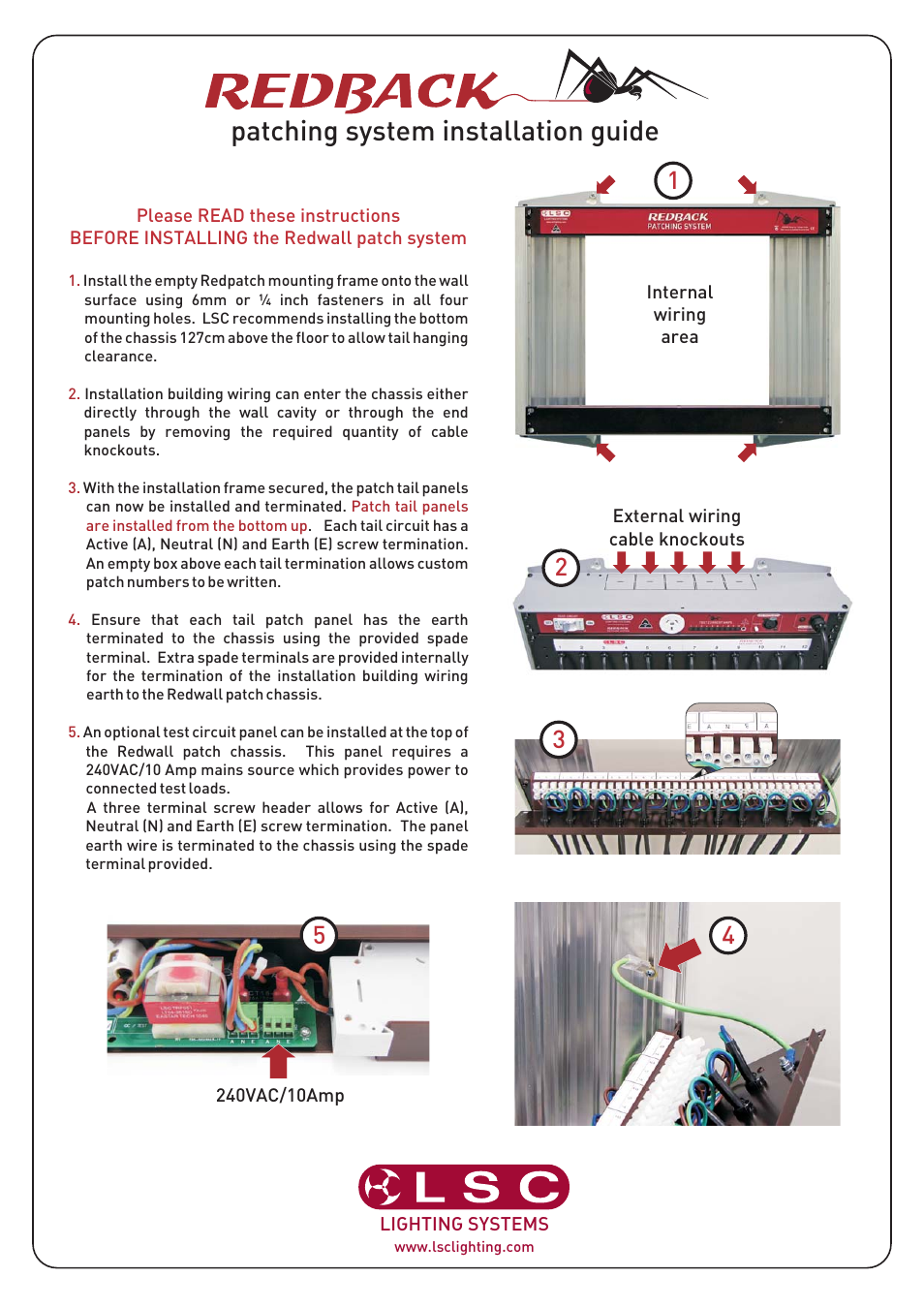 LSC Lighting Redback Patch Bays User Manual | 1 page