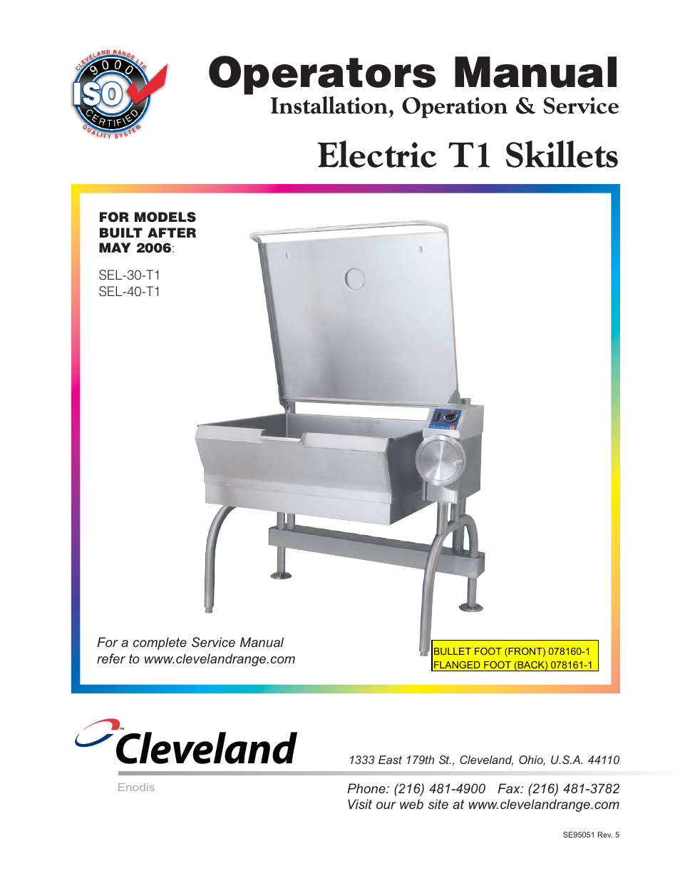 Cleveland Range SEL-30-T1 User Manual | 20 pages