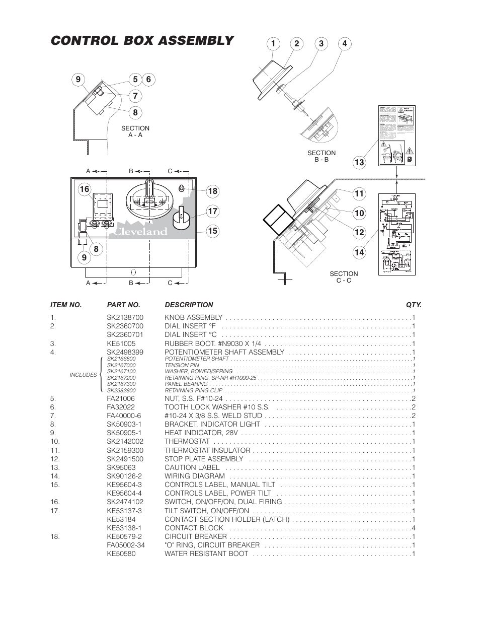 Control box assembly | Cleveland Range SEL-30-T1 User Manual | Page 14 / 20