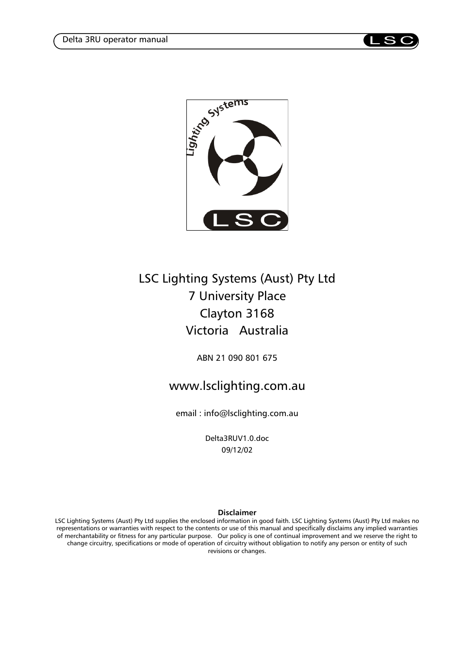 LSC Lighting Delta 3RU User Manual | Page 7 / 7