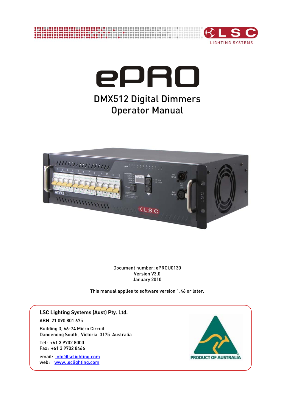 LSC Lighting ePRO User Manual | 17 pages