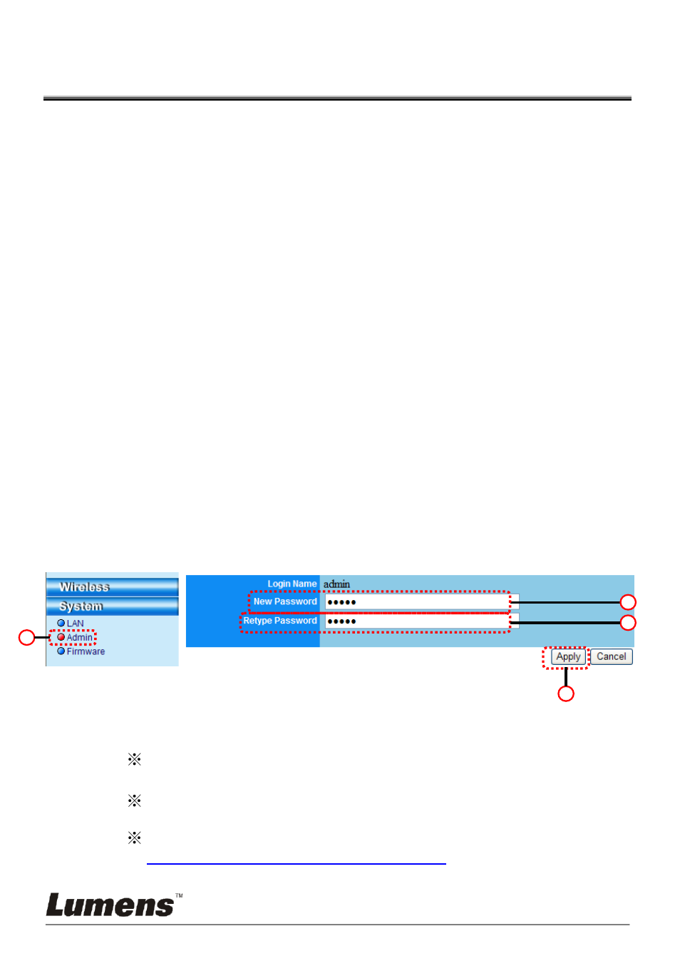 Chapter 7 descriptions of major functions, I would like to change the login password, I would like to change the ssid and channel | Or podium view | Lumens Technology DC-A11 User Manual | Page 40 / 63