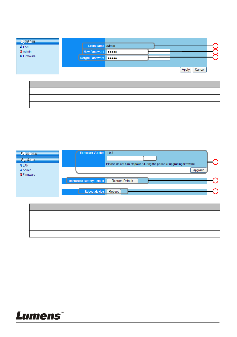 2 admin, 3 firmware | Lumens Technology DC-A11 User Manual | Page 59 / 63
