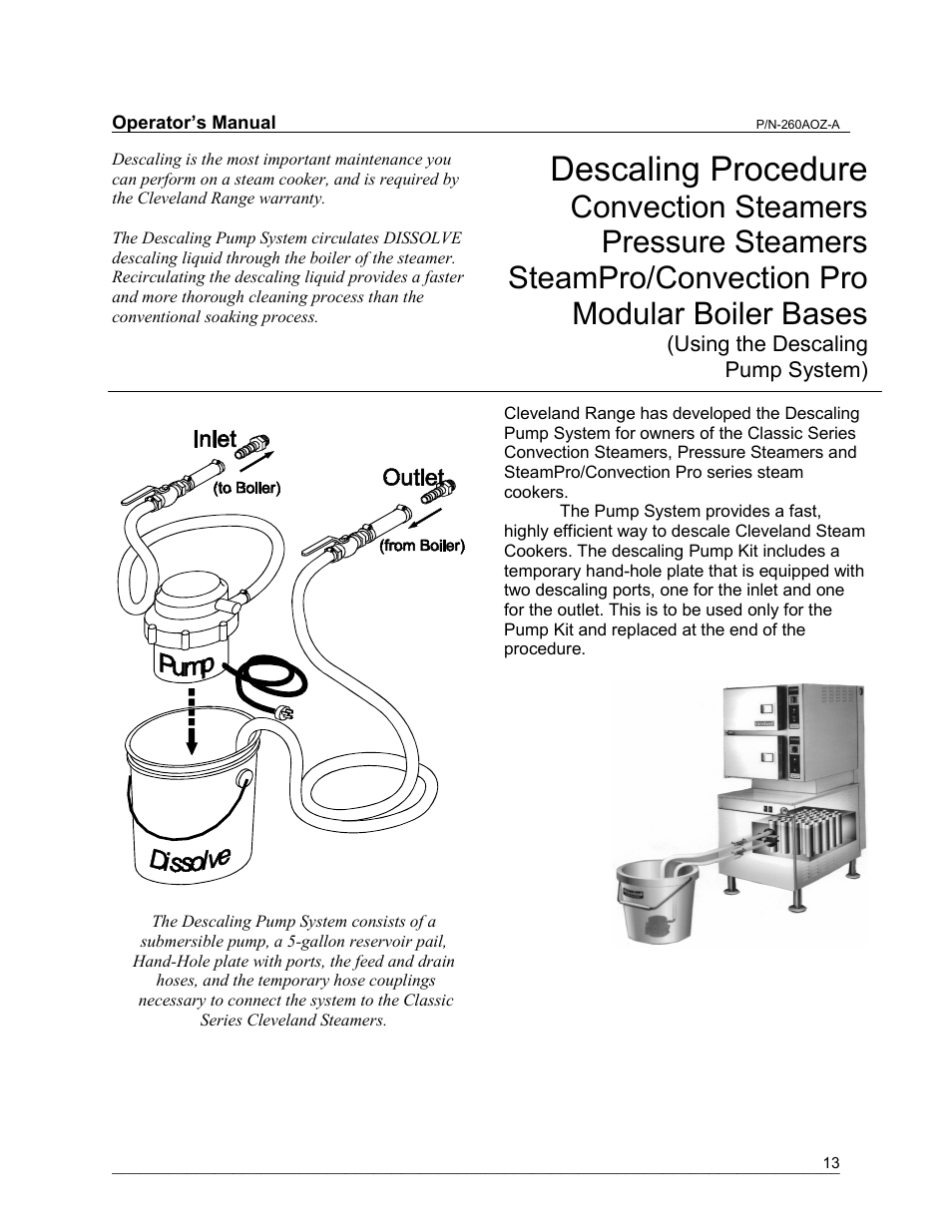Descaling procedure | Cleveland Range 24/36CGM User Manual | Page 13 / 23