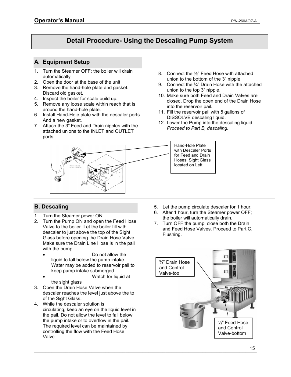 Detail procedure- using the descaling pump system | Cleveland Range 24/36CGM User Manual | Page 15 / 23