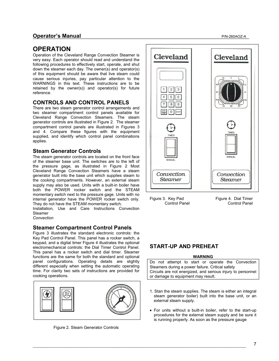 Operation, Controls & control panels, Start-up & preheat | Cleveland Range 24/36CGM User Manual | Page 7 / 23