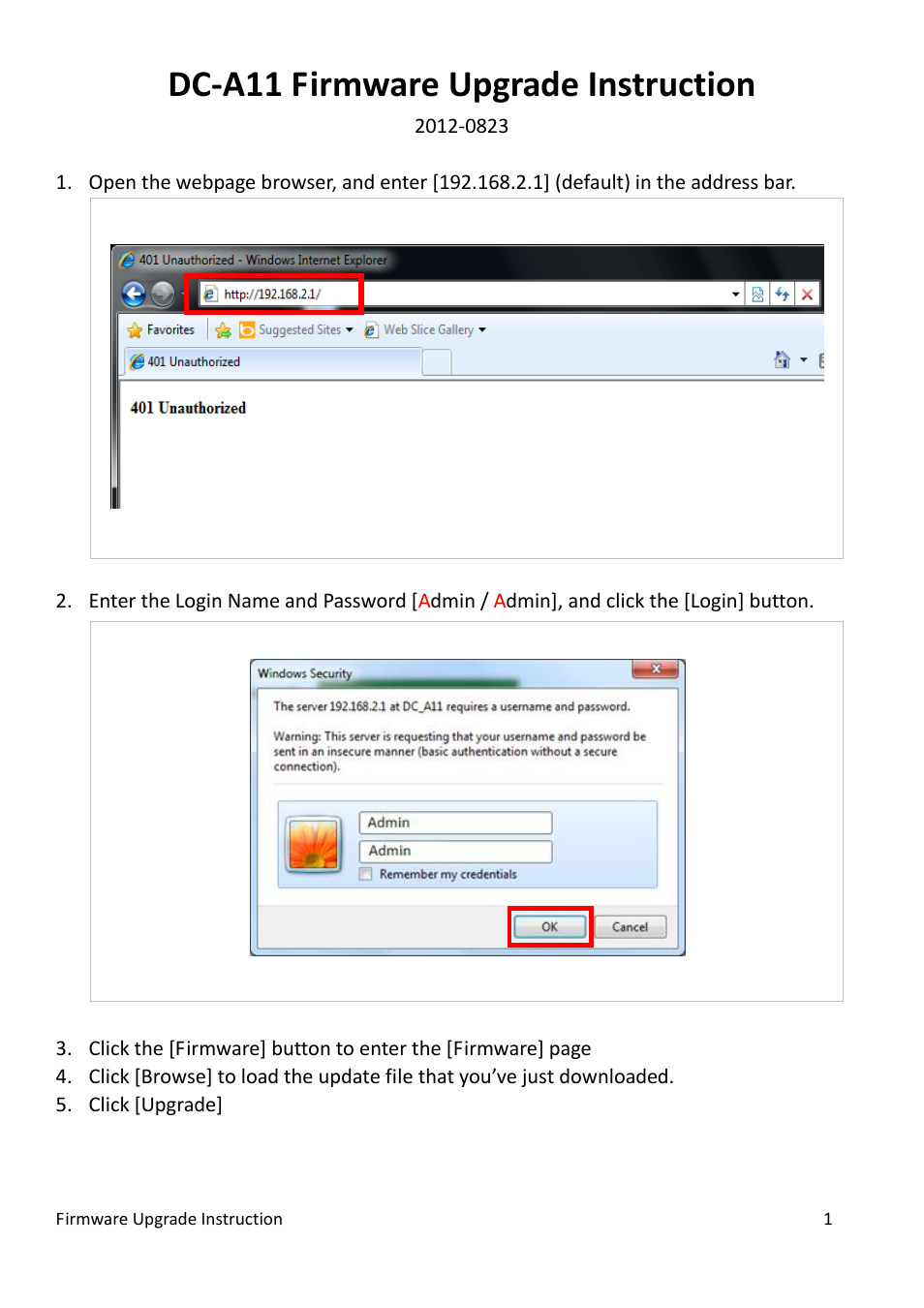 Lumens Technology DC-A11 Firmware Upgrade Instruction User Manual | 2 pages