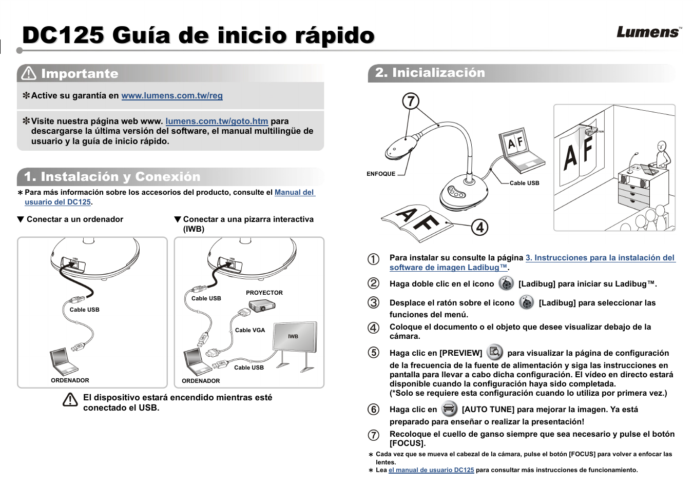 Lumens Technology DC125 Quick Start User Manual | 2 pages