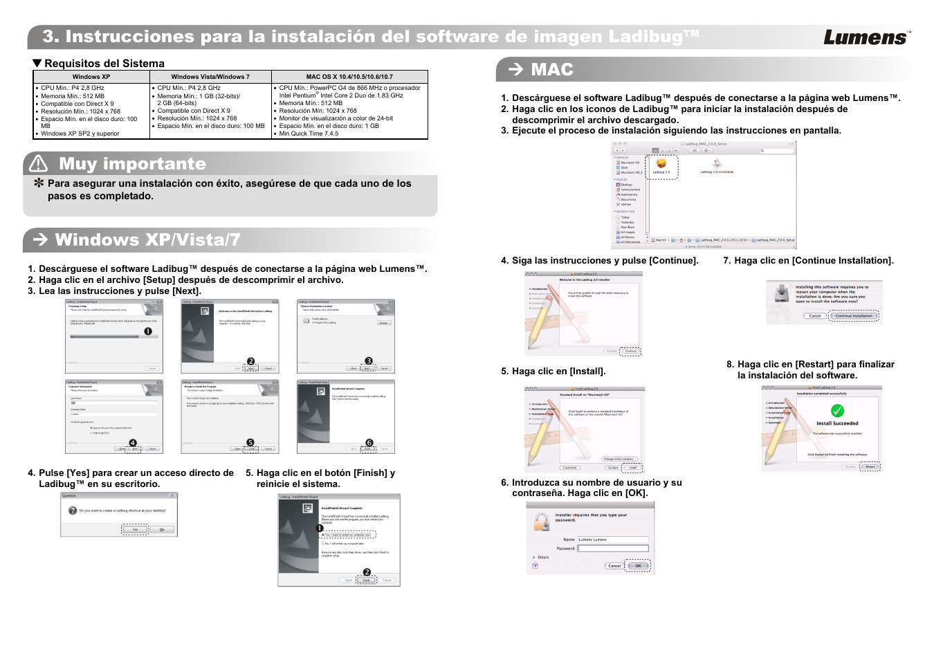 Windows xp/vista/7  mac | Lumens Technology DC125 Quick Start User Manual | Page 2 / 2