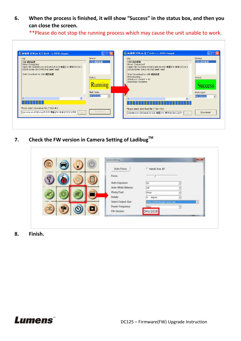 Lumens Technology DC125 Firmware Upgrade Instruction User Manual | Page 3 / 3