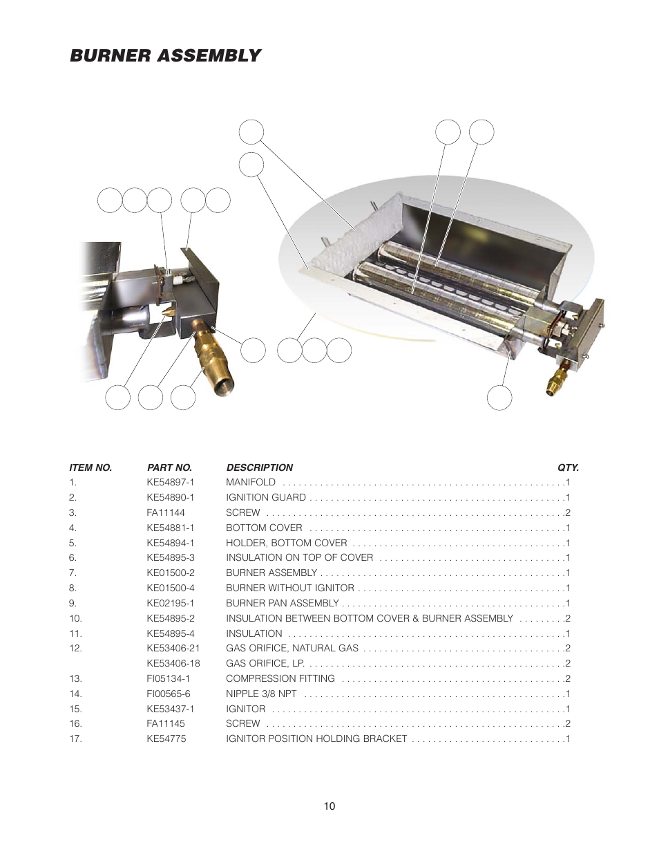 Burner assembly | Cleveland Range KCL-25-T User Manual | Page 13 / 36