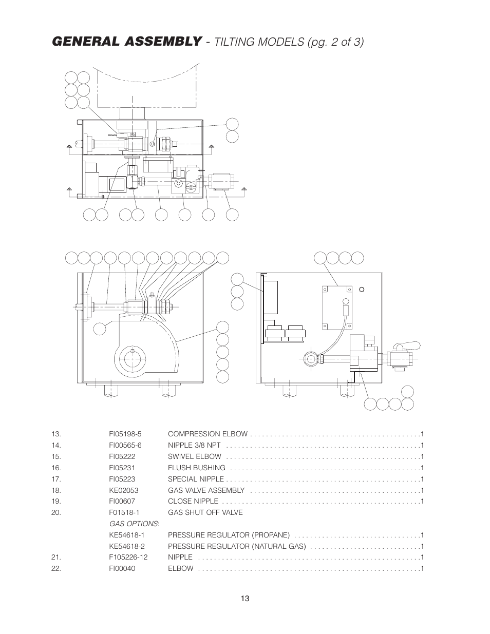 General assembly, Tilting models (pg. 2 of 3), Bc c | Cleveland Range KCL-25-T User Manual | Page 16 / 36