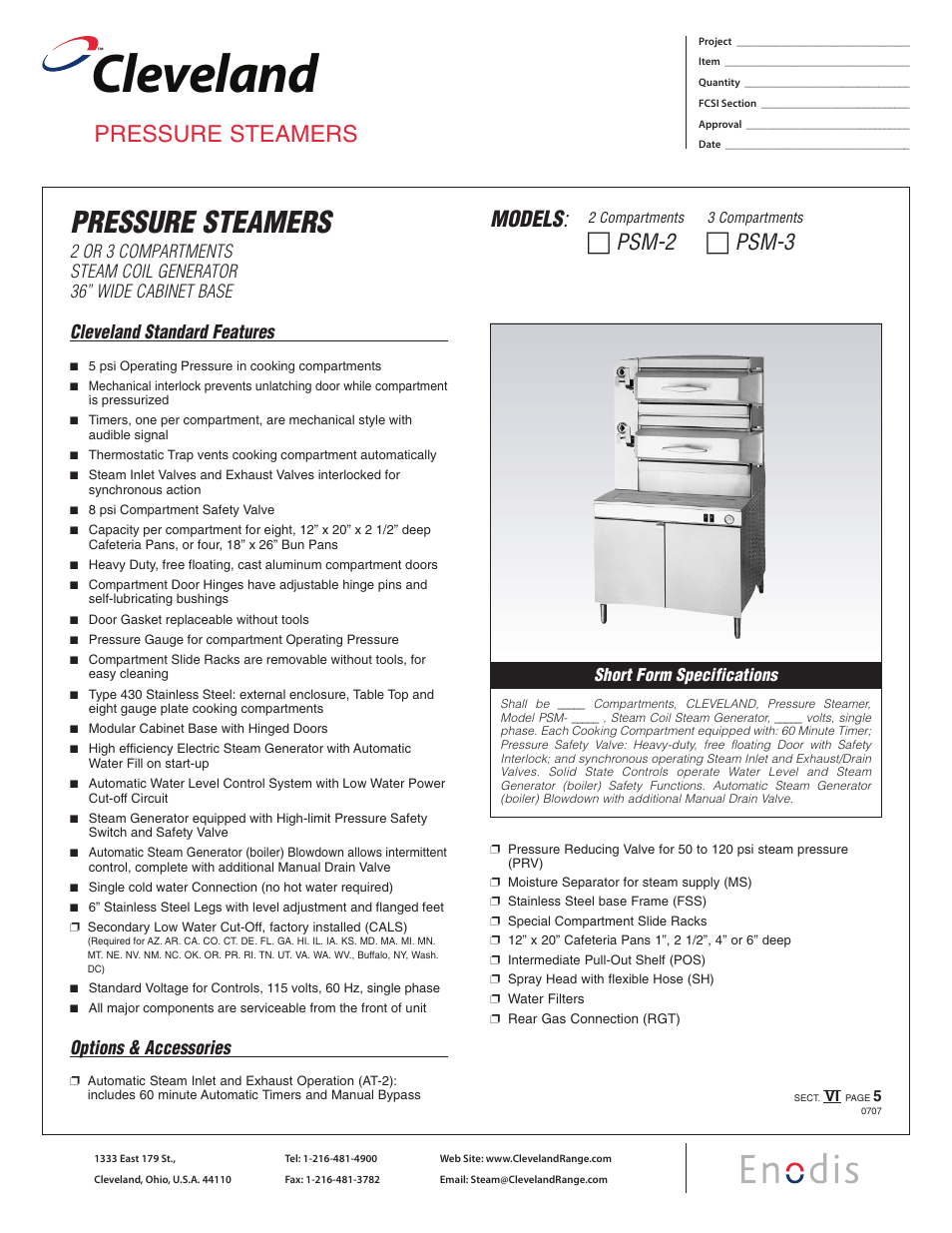 Cleveland Range PSM-2 User Manual | 2 pages