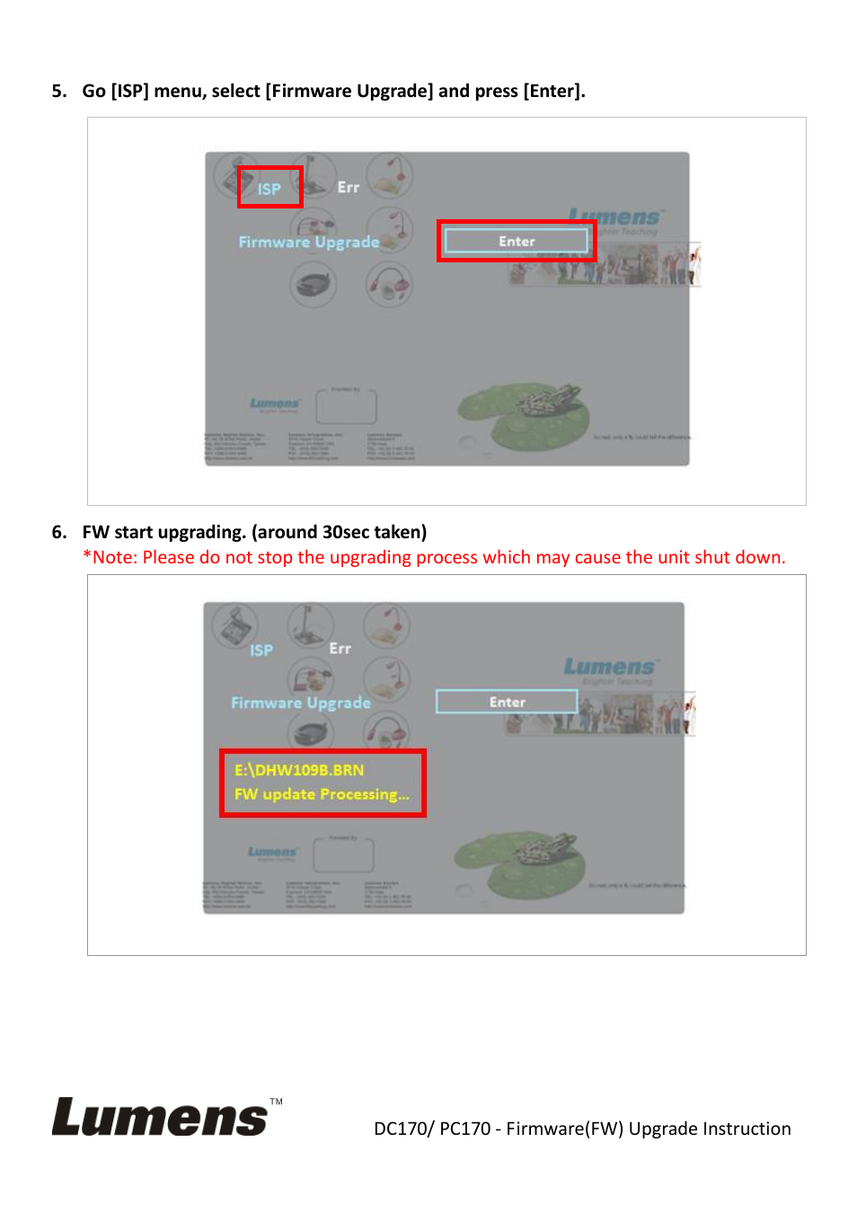 Lumens Technology DC170 Firmware Upgrade Instruction User Manual | Page 3 / 5