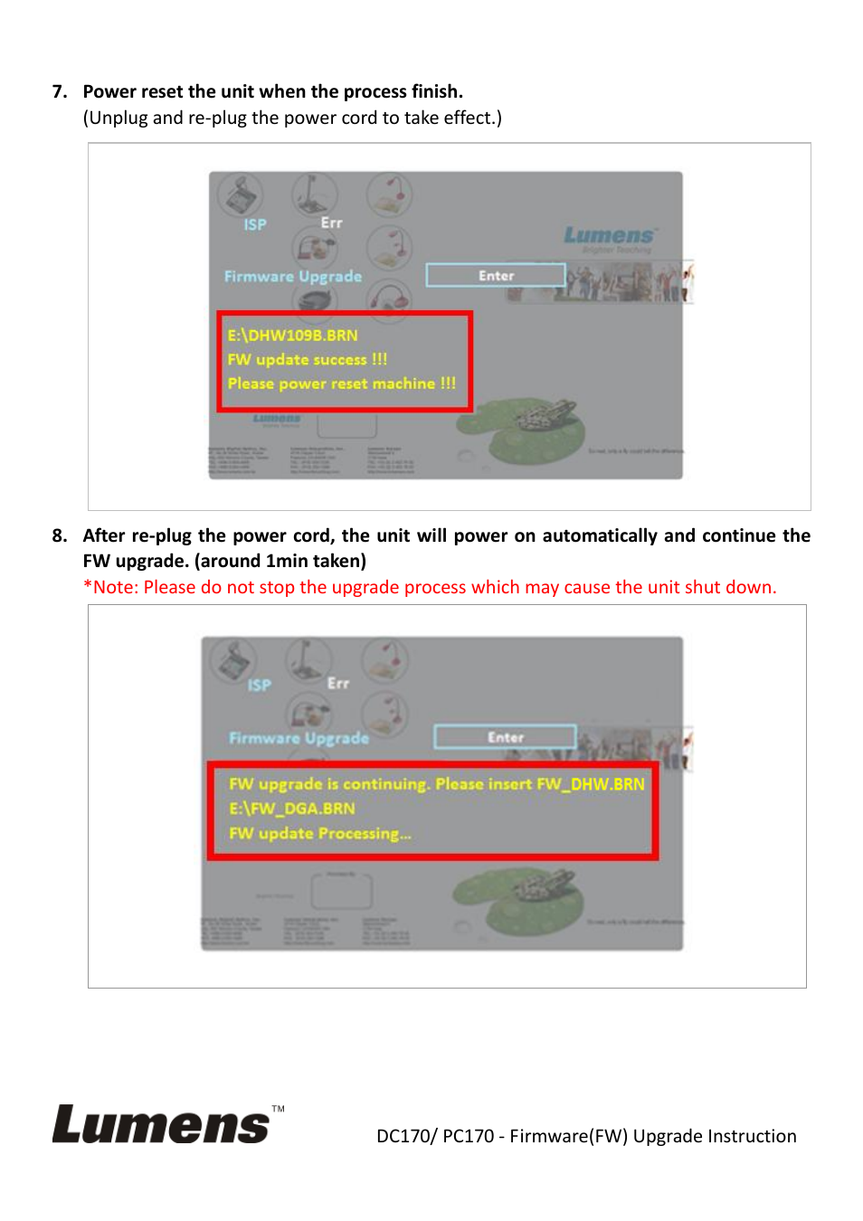 Lumens Technology DC170 Firmware Upgrade Instruction User Manual | Page 4 / 5