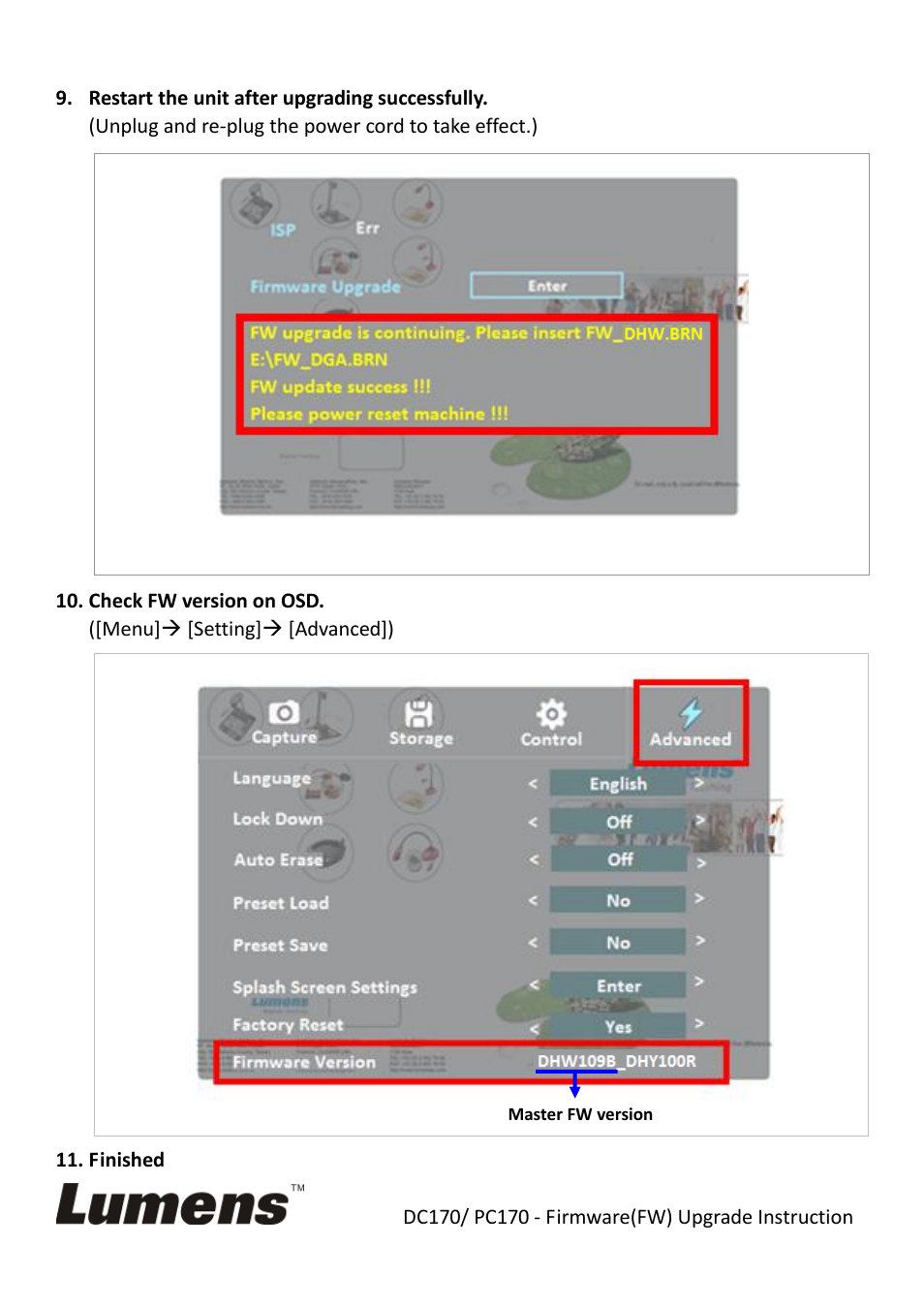 Lumens Technology DC170 Firmware Upgrade Instruction User Manual | Page 5 / 5