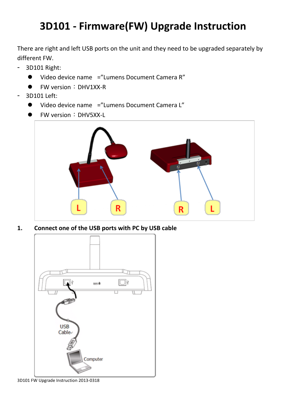 Lumens Technology 3D101 Firmware Upgrade Instruction User Manual | 3 pages