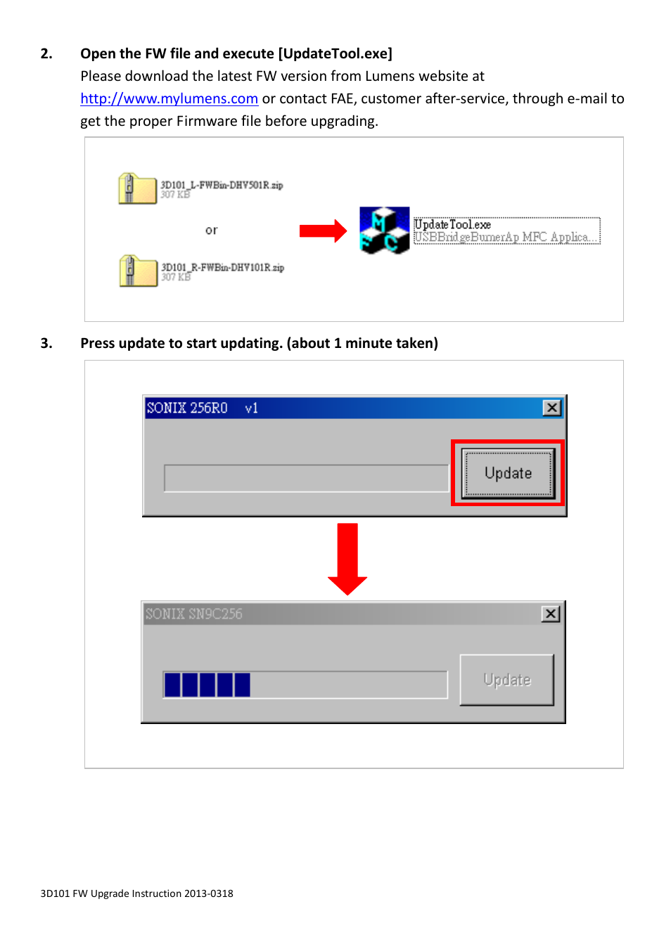 Lumens Technology 3D101 Firmware Upgrade Instruction User Manual | Page 2 / 3