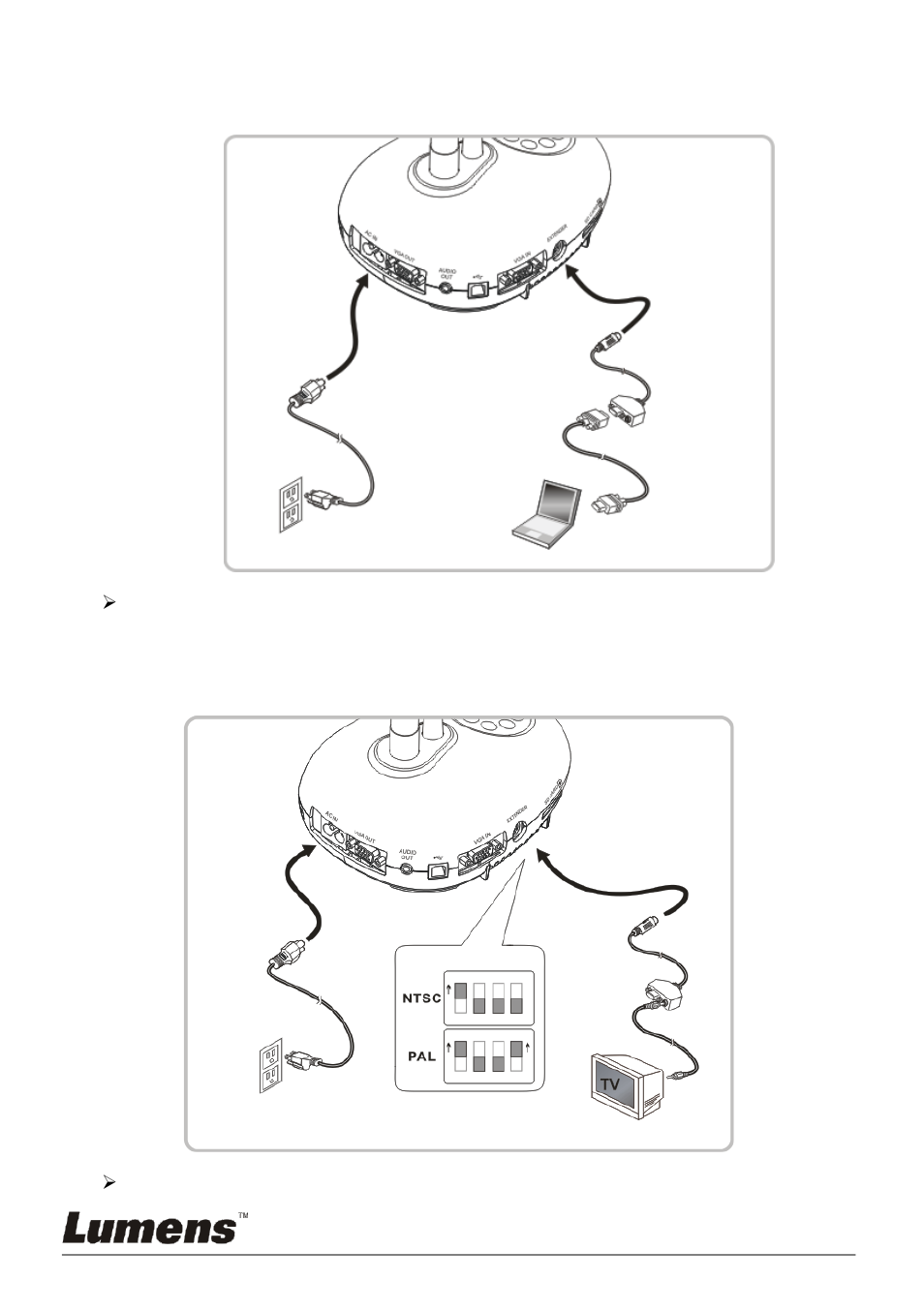 Connecting to a computer with rs232, Connecting to a tv, 11 connecting to a tv | Lumens Technology PC168 User Manual | Page 15 / 42