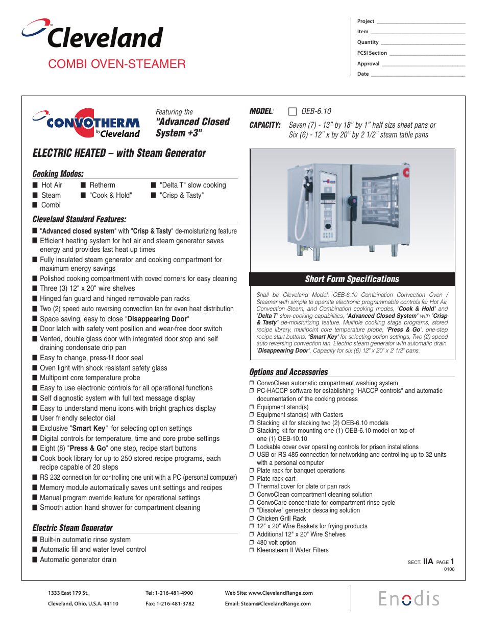 Cleveland Range Convotherm OEB- 6.10 User Manual | 2 pages